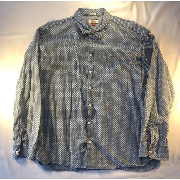 Tommy Hilfiger Denim Slim Fit Mens 3XL Button Up Down Shirt Long Sleeve Blue - Picture 1 of 11